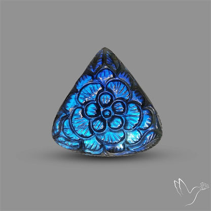 Handcarved Labradorite Deep Blues Mughal Carving