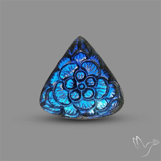 Handcarved Labradorite Deep Blues Mughal Carving
