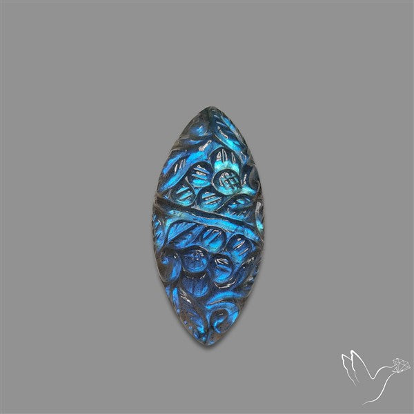 Handcarved Labradorite Deep Blues Mughal Carving