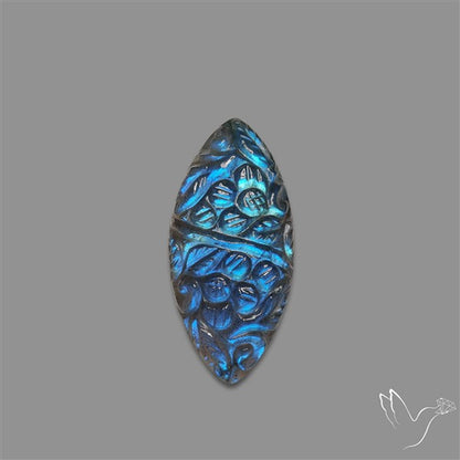 Handcarved Labradorite Deep Blues Mughal Carving