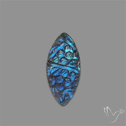 Handcarved Labradorite Deep Blues Mughal Carving