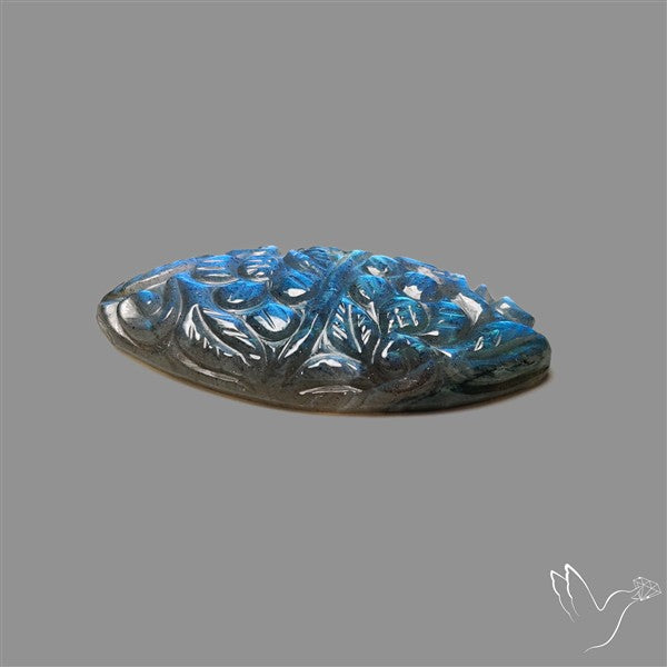 Handcarved Labradorite Deep Blues Mughal Carving
