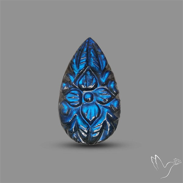 Handcarved Labradorite Deep Blues Mughal Carving