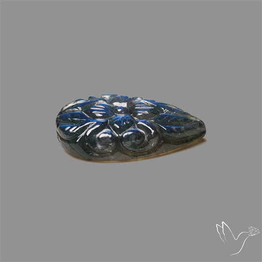 Handcarved Labradorite Deep Blues Mughal Carving