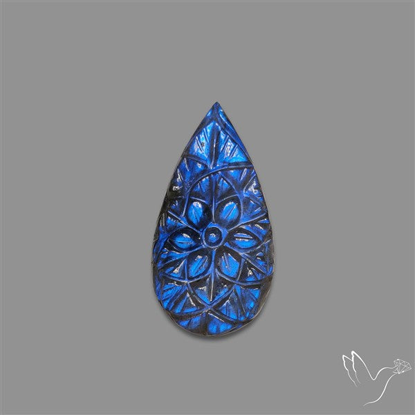 Handcarved Labradorite Deep Blues Mughal Carving