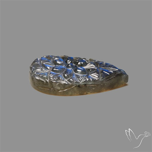 Handcarved Labradorite Deep Blues Mughal Carving