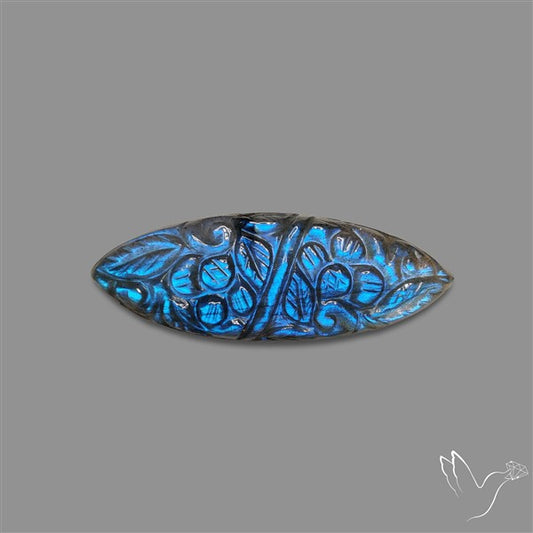 Handcarved Labradorite Deep Blues Mughal Carving