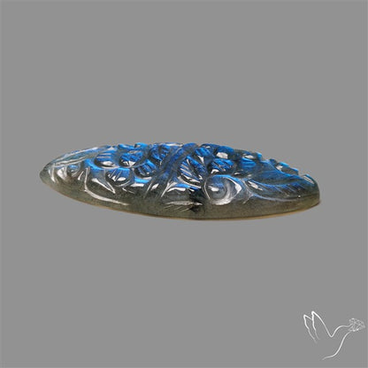 Handcarved Labradorite Deep Blues Mughal Carving