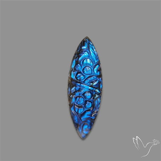 Handcarved Labradorite Deep Blues Mughal Carving