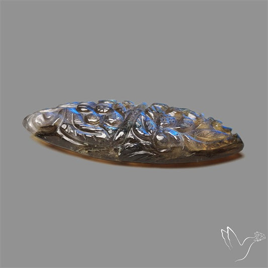 Handcarved Labradorite Deep Blues Mughal Carving