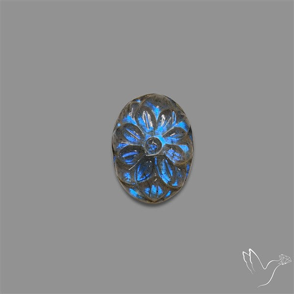 Handcarved Labradorite Deep Blues Mughal Carving