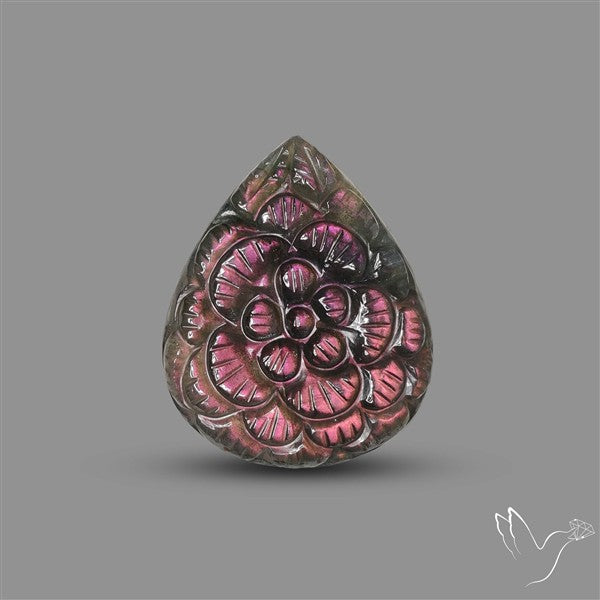 Purple Spectrolite Mughal Carving Handcarved