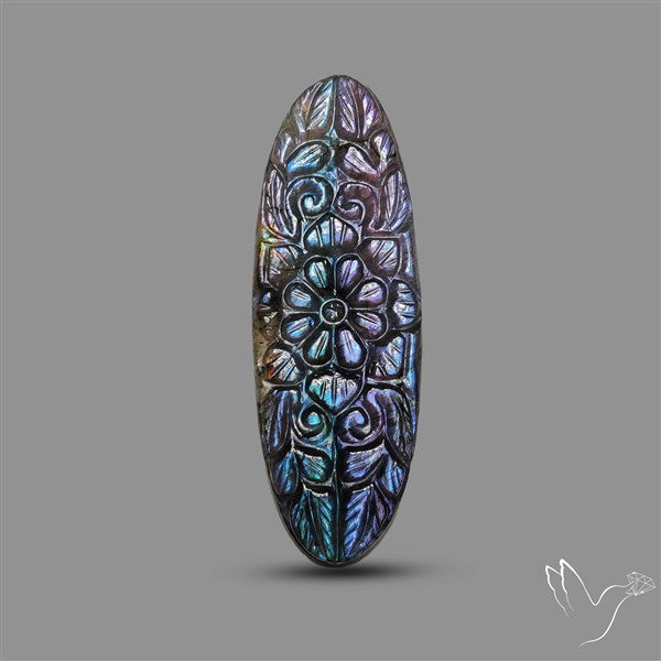 Purple Spectrolite Mughal Carving Handcarved