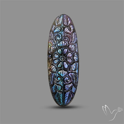 Purple Spectrolite Mughal Carving Handcarved