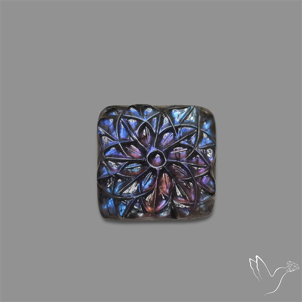Purple Spectrolite Mughal Carving Handcarved