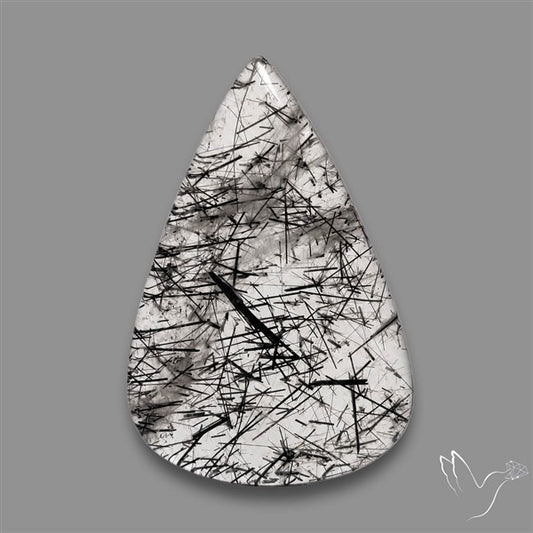 Black Tourmalinated Quartz Cabochon