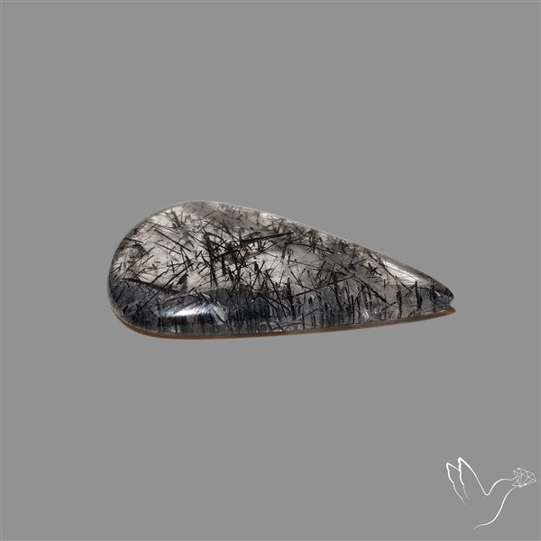 Black Tourmalinated Quartz Cabochon