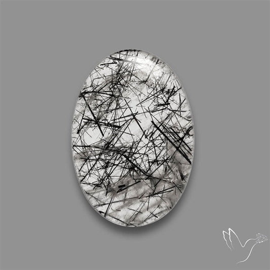 Black Tourmalinated Quartz Cabochon