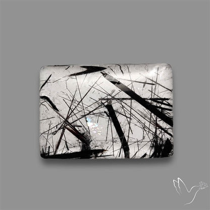 Black Tourmalinated Quartz Cabochon