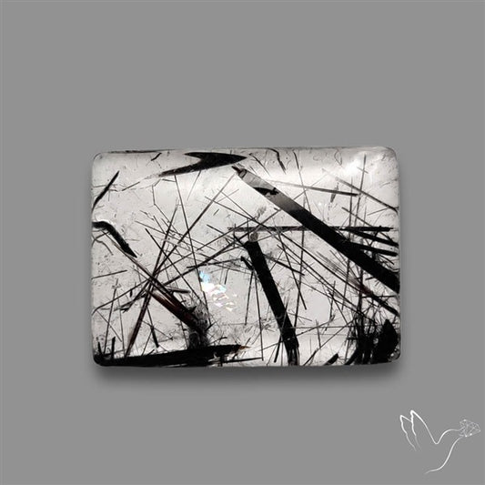 Black Tourmalinated Quartz Cabochon