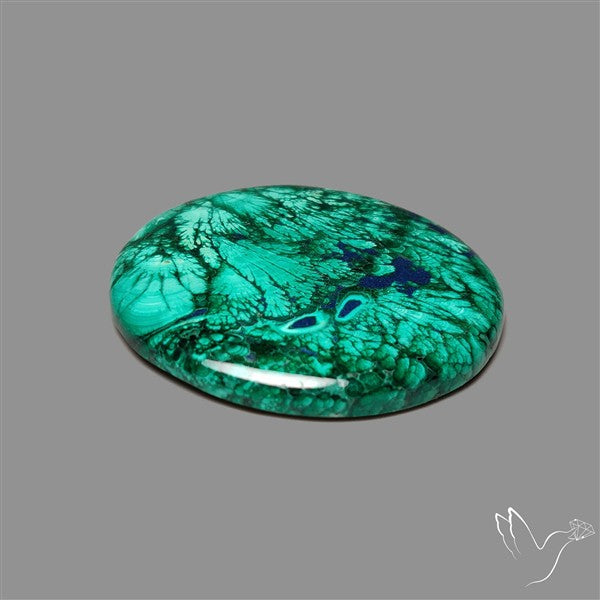 Lapis Inlay In Malachite Cabochon