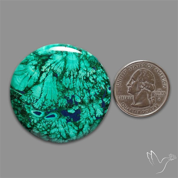 Lapis Inlay In Malachite Cabochon