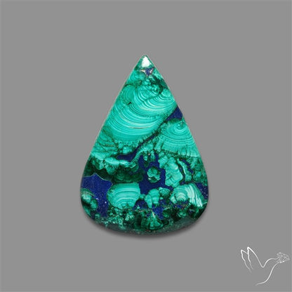 Lapis Inlay In Malachite Cabochon
