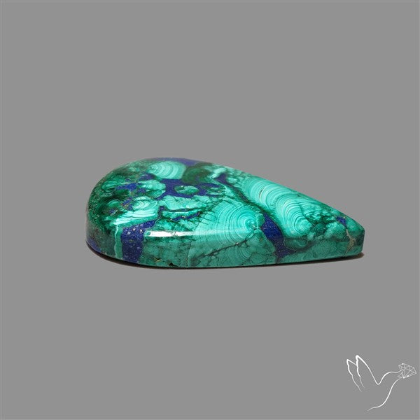 Lapis Inlay In Malachite Cabochon