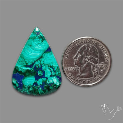 Lapis Inlay In Malachite Cabochon