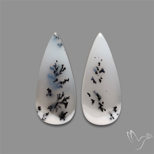 Dendritic Opal Cabochons Pair