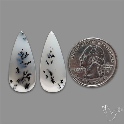 Dendritic Opal Cabochons Pair