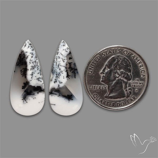 Dendritic Opal Cabochons Pair
