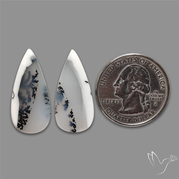 Dendritic Opal Cabochons Pair