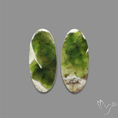 Turkish Chrome Chalcedony Cabochons Pair