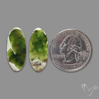 Turkish Chrome Chalcedony Cabochons Pair