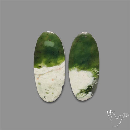 Turkish Chrome Chalcedony Cabochons Pair