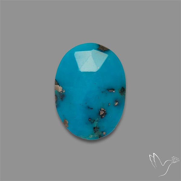 Rose Cut Morenci Turquoise With Pyrite Inclusions