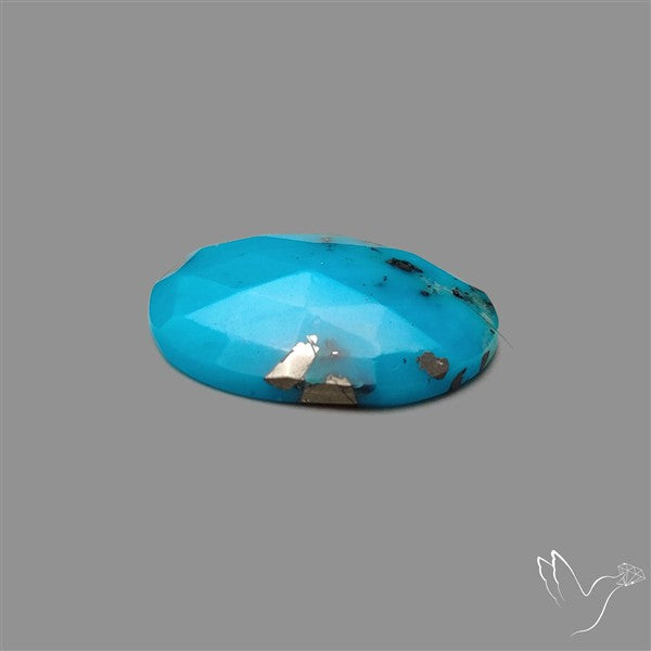 Rose Cut Morenci Turquoise With Pyrite Inclusions