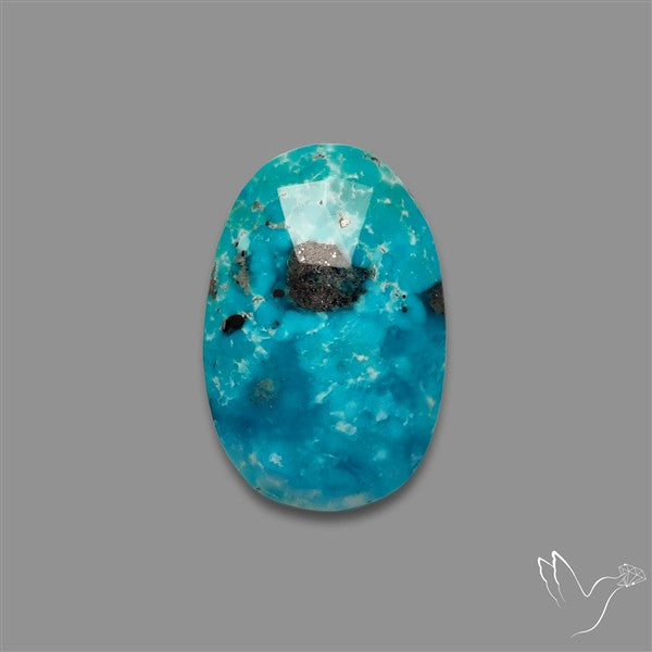 Rose Cut Morenci Turquoise With Pyrite Inclusions