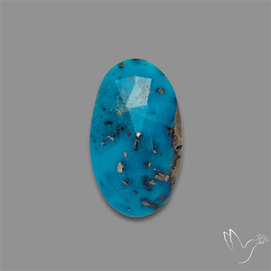 Rose Cut Morenci Turquoise With Pyrite Inclusions