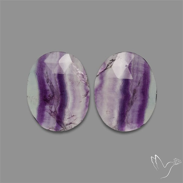 Rose Cut Purple Fluorite Pair