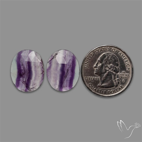 Rose Cut Purple Fluorite Pair