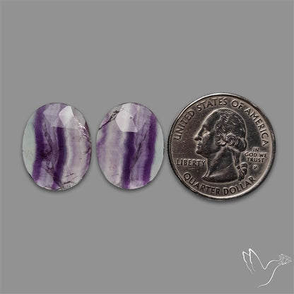 Rose Cut Purple Fluorite Pair