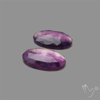 Rose Cut Purple Fluorite Pair