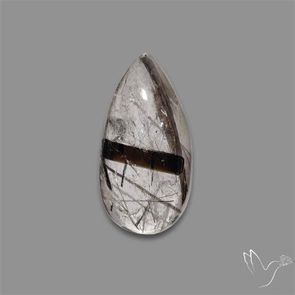 Black Tourmalinated Quartz Cabochon