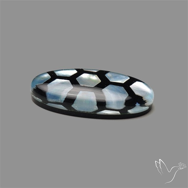 Artistic Mother Of Pearl Inlay Black Onyx With Quartz Doublet