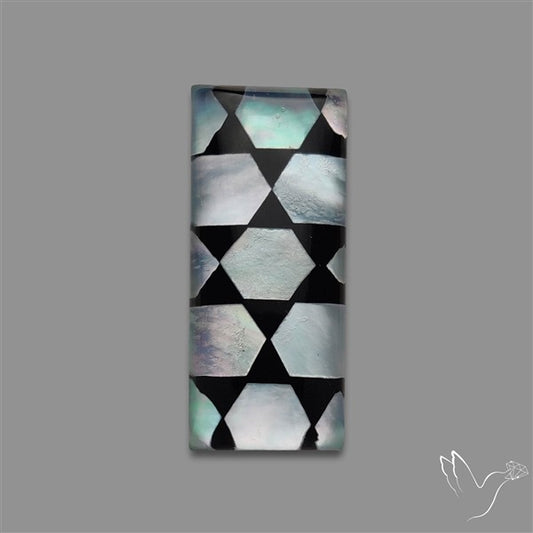 Artistic Mother Of Pearl Inlay Black Onyx With Quartz Doublet
