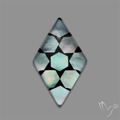Artistic Mother Of Pearl Inlay Black Onyx With Quartz Doublet