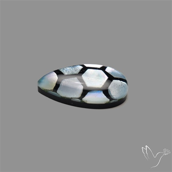 Artistic Mother Of Pearl Inlay Black Onyx With Quartz Doublet