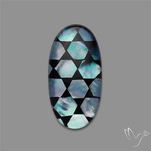Artistic Mother Of Pearl Inlay Black Onyx With Quartz Doublet